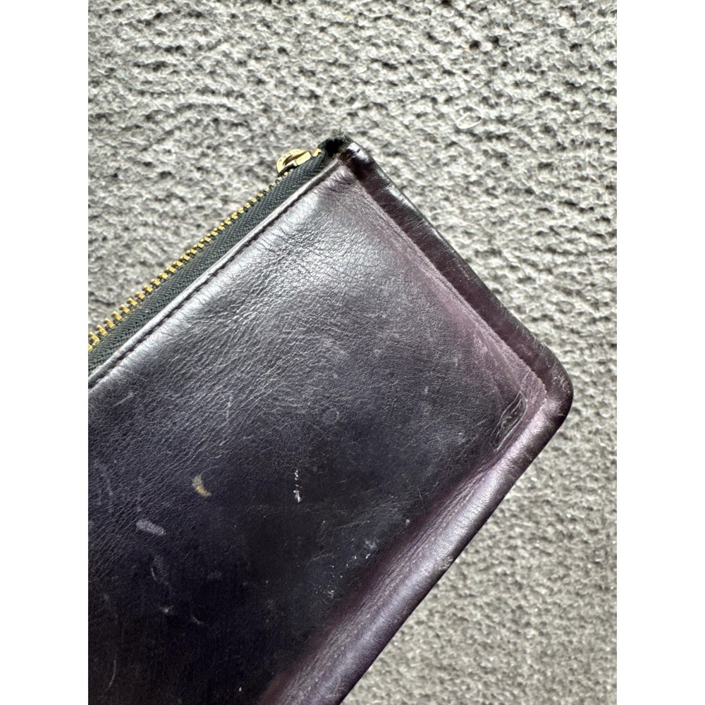 Vintage Coach Womens Leather Skinny Cosmetic Case Bag Pouch Wallet Black/Purple - Picture 5 of 9